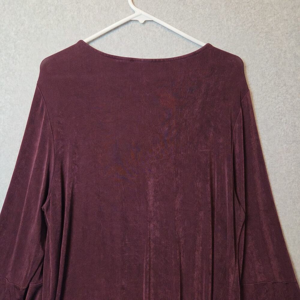 Chico's Travelers Burgundy LS Cowl Neck Flowy Packable Tunic Women's 3 US 16 18 - Picture 7 of 11